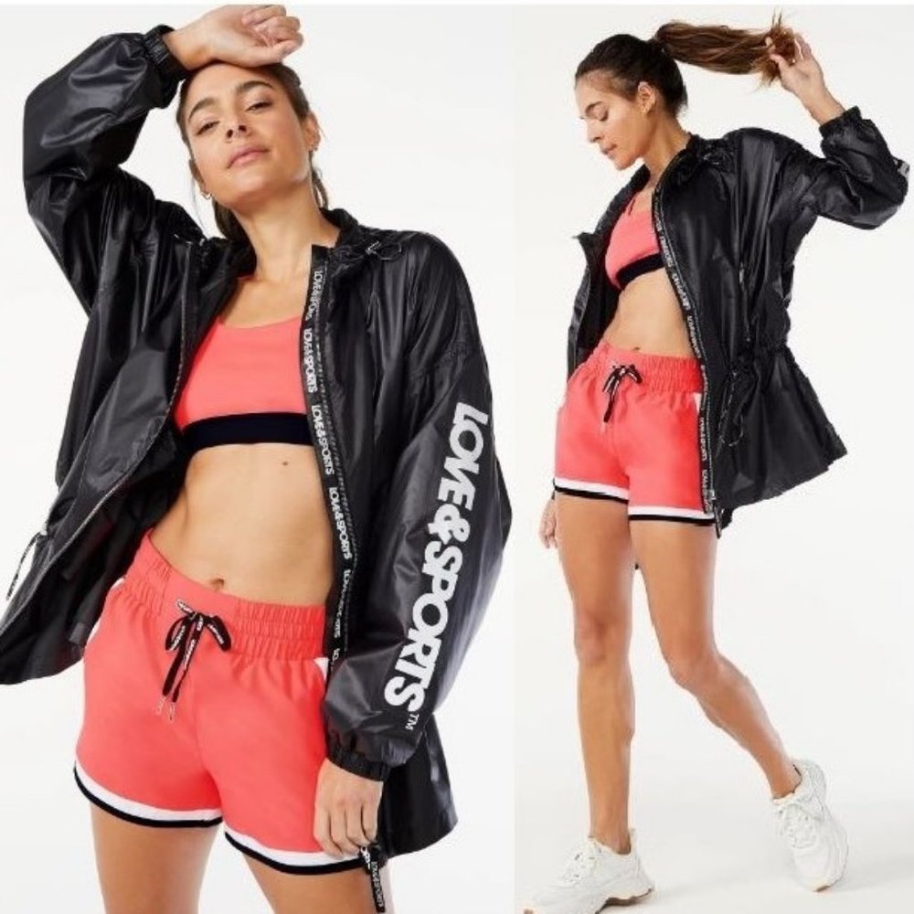 New Women's Long Anorak Jacket with Hood Hoodie Black lightweight Size Medium M